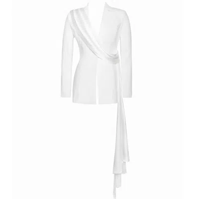 Miss Circle New York Women's Vandra White Draping Blazer Jacket