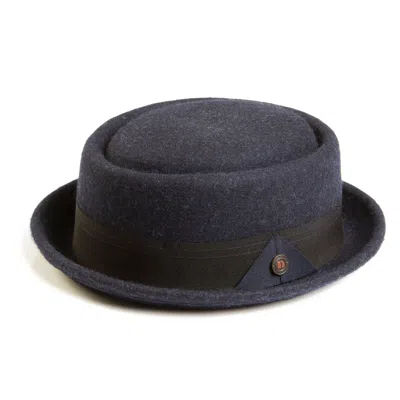 Dasmarca Hats Men's Blue Quintin Ink Felt  Oval Crown Porkpie Hat