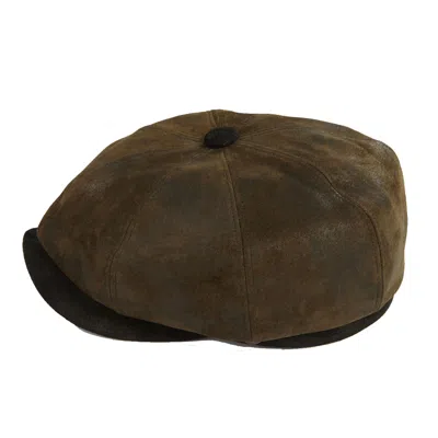 Dasmarca Hats Green Oliver Olive Leather Bakerboy Newsboy Peaky Cap For Men