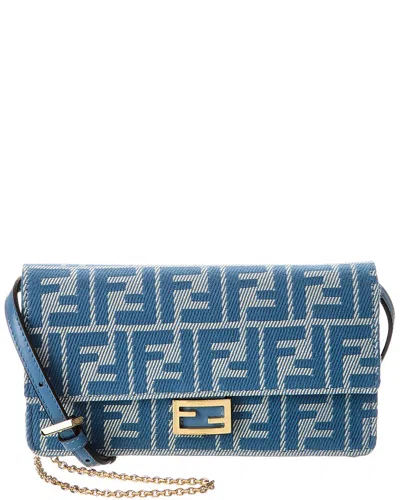 Fendi Wallet On Chain Baguette With Shoulder Strap With All-over Ff Motif