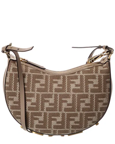 Fendi Dnu Inv  Graphy Mini Ff Jacquard & Leather Hobo Bag