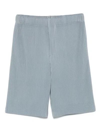 Issey Miyake Ns Gray Blue Pleats Regular-fit Knitted Shorts