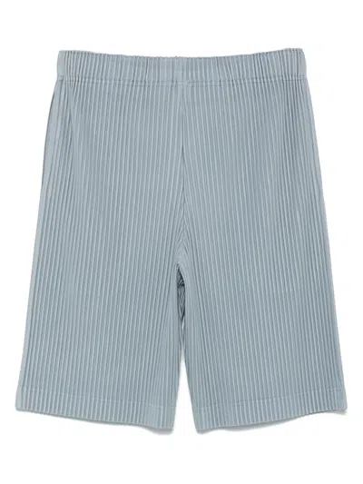 Issey Miyake Ns Gray Blue Pleats Regular-fit Knitted Shorts