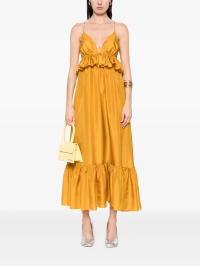 Zimmermann Rhiannon Tiered Ruffle Peplum Silk Maxi Dress