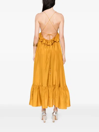 Zimmermann Rhiannon Tiered Ruffle Peplum Silk Maxi Dress