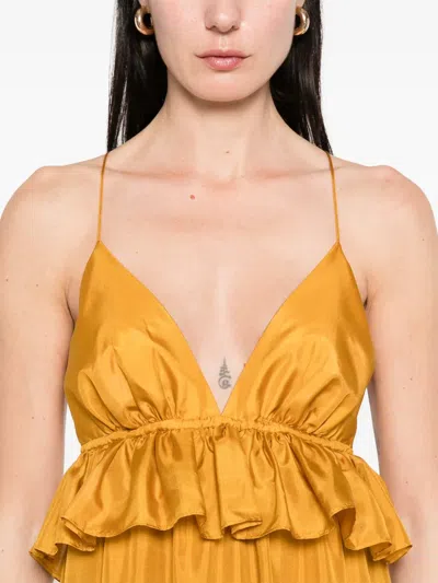 Zimmermann Rhiannon Tiered Ruffle Peplum Silk Maxi Dress