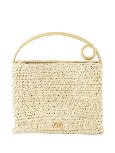 Cult Gaia Womens Natural Lalli Raffia Top-handle Bag