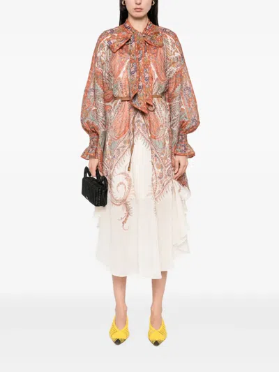 Zimmermann Womens Rhiannon Floral Woven Midi Dress Cream Paisley