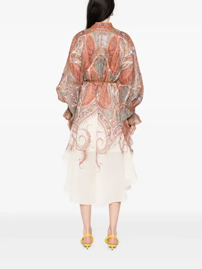 Zimmermann Womens Rhiannon Floral Woven Midi Dress Cream Paisley