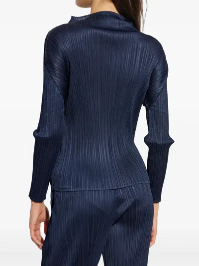 Issey Miyake Pleated Top In Blue