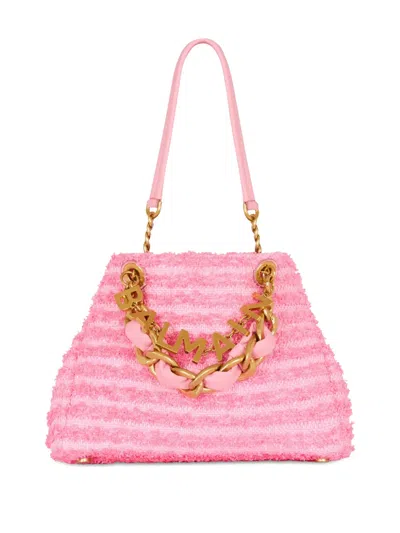 Balmain 1945 Soft Tweed Shoulder Bag