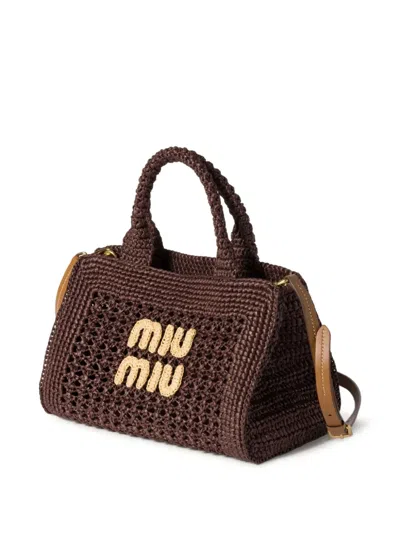 Miu Miu Raffia-effect Woven Handbag