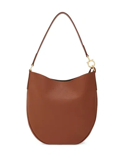 Ferragamo Leather Hobo Bag Crossbody Bags Brown