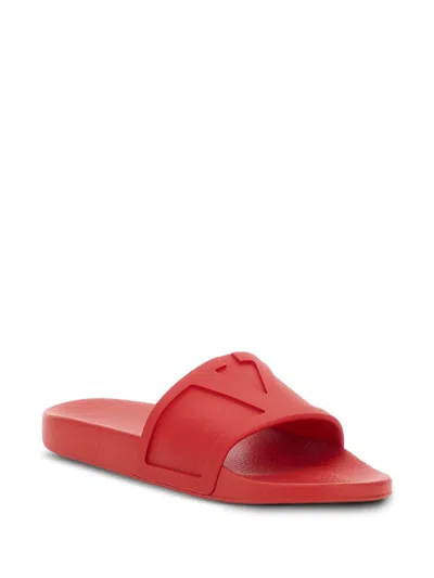 Valentino Garavani Red Sandals With Open Toe And Embossed Logo In Rubber Man