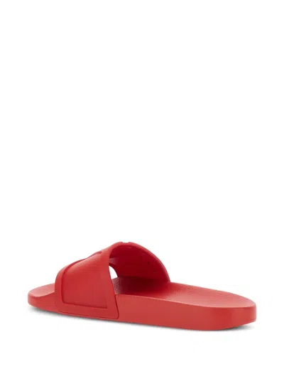 Valentino Garavani Red Sandals With Open Toe And Embossed Logo In Rubber Man
