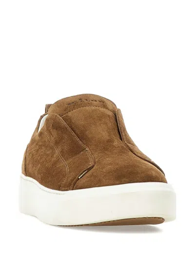 Kiton Slip-on Suede Leather Sneakers In Brown