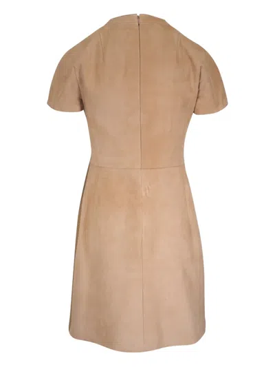 Akris Short Sleeve Mixed Media Sheath Dress