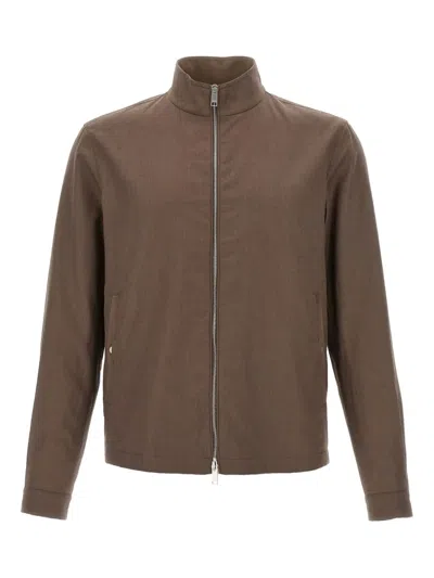 Zegna Linen Oasis Blouson Long Sleeves In Brown