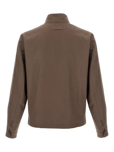 Zegna Linen Oasis Blouson Long Sleeves In Brown