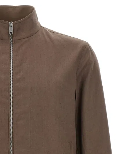 Zegna Linen Oasis Blouson Long Sleeves In Brown