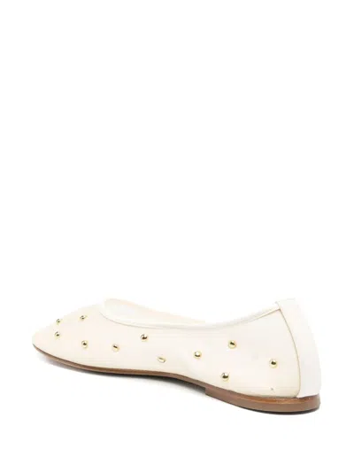 Dear Frances Mesh Stud-detail Balla Ballet Flats In Neutral