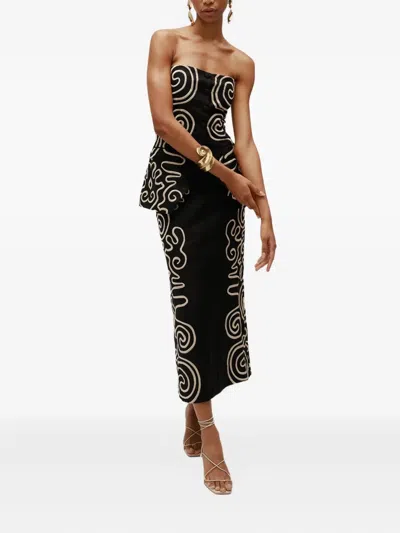 Cala De La Cruz Swirl-embroidered Strapless Top