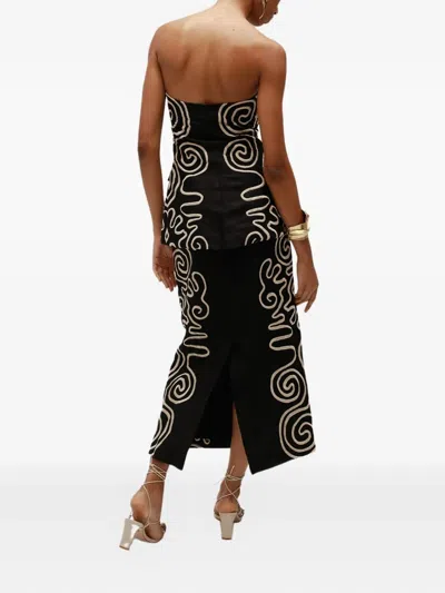 Cala De La Cruz Swirl-embroidered Strapless Top