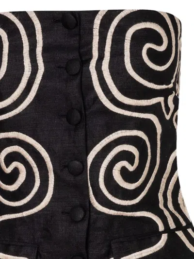 Cala De La Cruz Swirl-embroidered Strapless Top
