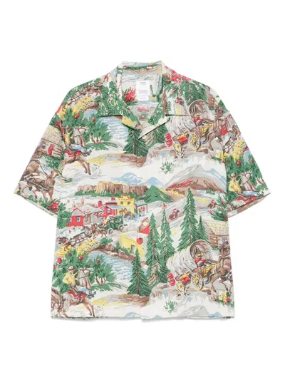 Visvim Crosby Convertible-collar Printed Silk Shirt In Multi