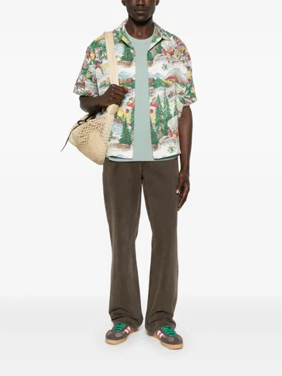 Visvim Crosby Convertible-collar Printed Silk Shirt In Multi