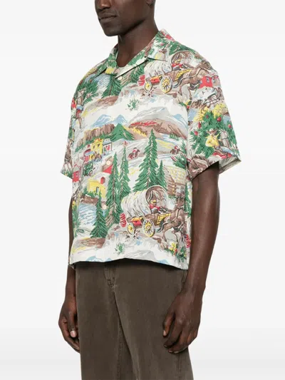 Visvim Crosby Convertible-collar Printed Silk Shirt In Multi
