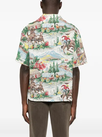Visvim Crosby Convertible-collar Printed Silk Shirt In Multi