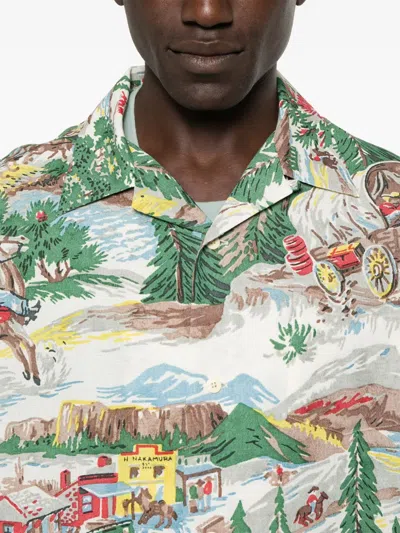Visvim Crosby Convertible-collar Printed Silk Shirt In Multi