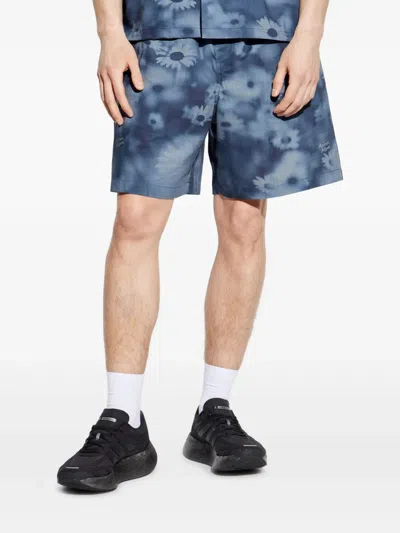 Maison Kitsuné Elasticated Shorts Juniper Berry Print In Blue