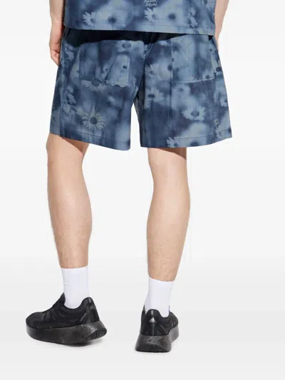 Maison Kitsuné Elasticated Shorts Juniper Berry Print In Blue