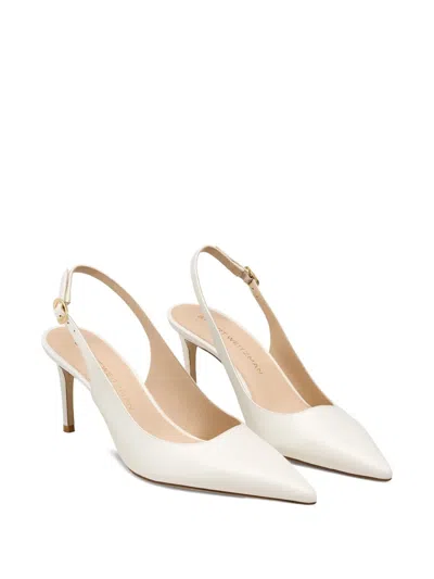 Stuart Weitzman Omens Beige Stuart Power 75 Slingback-strap Patent-leather Heeled Pumps Eur 39 / 6 Uk