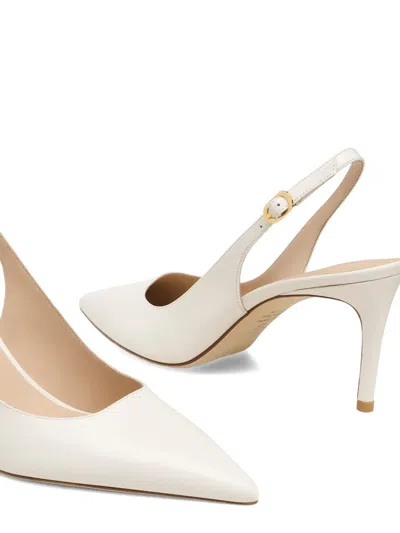 Stuart Weitzman Omens Beige Stuart Power 75 Slingback-strap Patent-leather Heeled Pumps Eur 39 / 6 Uk