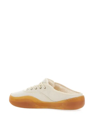 Erl 'low Skate Mule' White Low Top Sneakers With Contrasting Sole In White