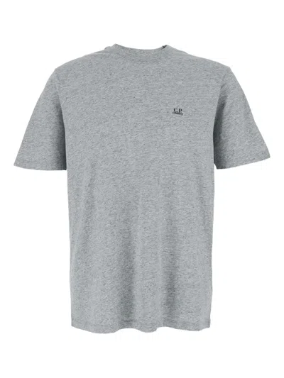 C.p. Company Grey T-shirt With Logo Printed On The Front In Cotton Man
