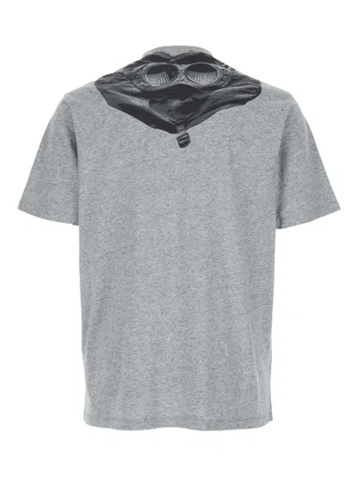 C.p. Company Grey T-shirt With Logo Printed On The Front In Cotton Man