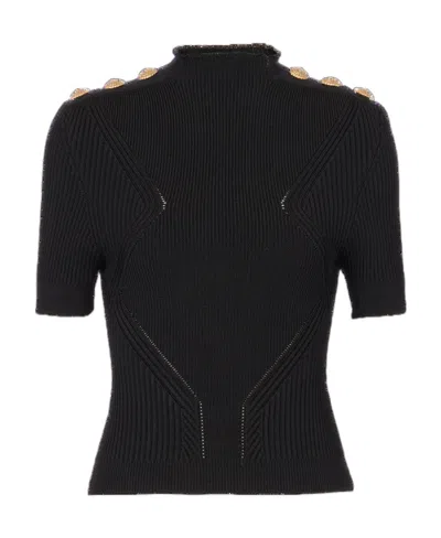 Balmain Ribbed Viscose Jersey Crop Top