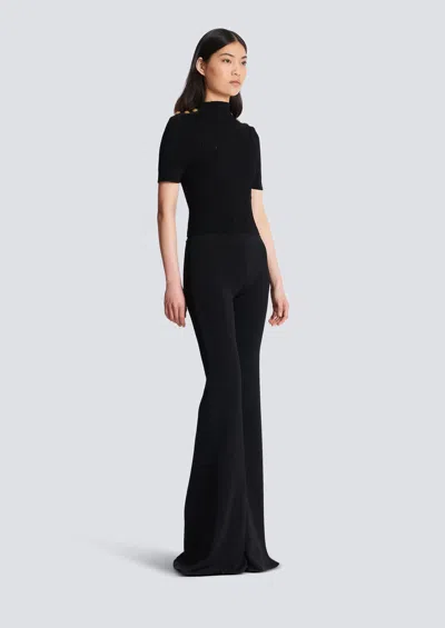 Balmain Ribbed Viscose Jersey Crop Top