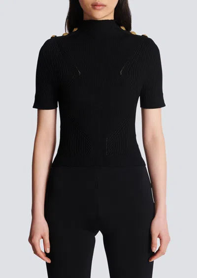Balmain Ribbed Viscose Jersey Crop Top