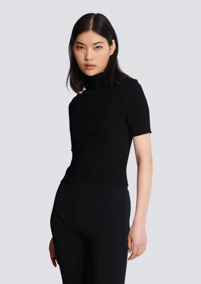 Balmain Ribbed Viscose Jersey Crop Top