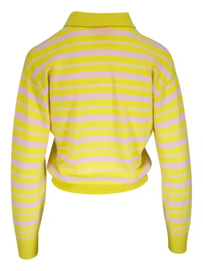 Guest In Residence Collegiate Stripe Polo Cashmere Sweater