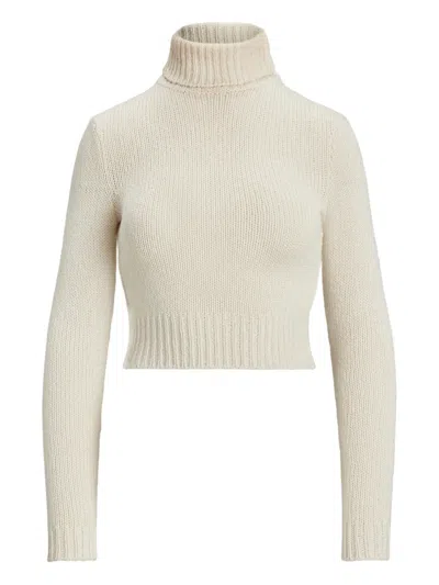 Ralph Lauren Turtleneck Lofty Silk Jersey Crop Sweater