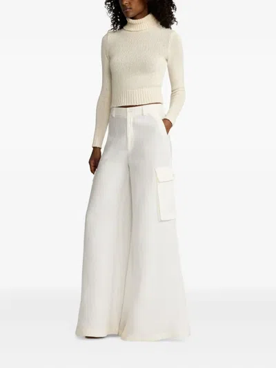Ralph Lauren Turtleneck Lofty Silk Jersey Crop Sweater