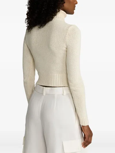Ralph Lauren Turtleneck Lofty Silk Jersey Crop Sweater