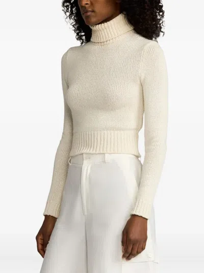 Ralph Lauren Turtleneck Lofty Silk Jersey Crop Sweater