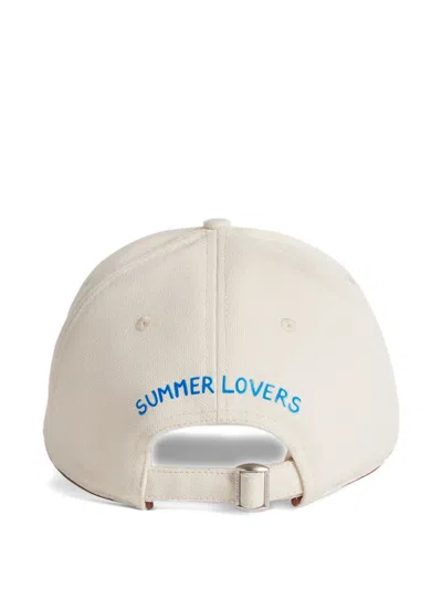 Dsquared2 Beige Baseball Cap With Logo Lettering On The Front And Buckle Closure On The Rear In Cotton Man